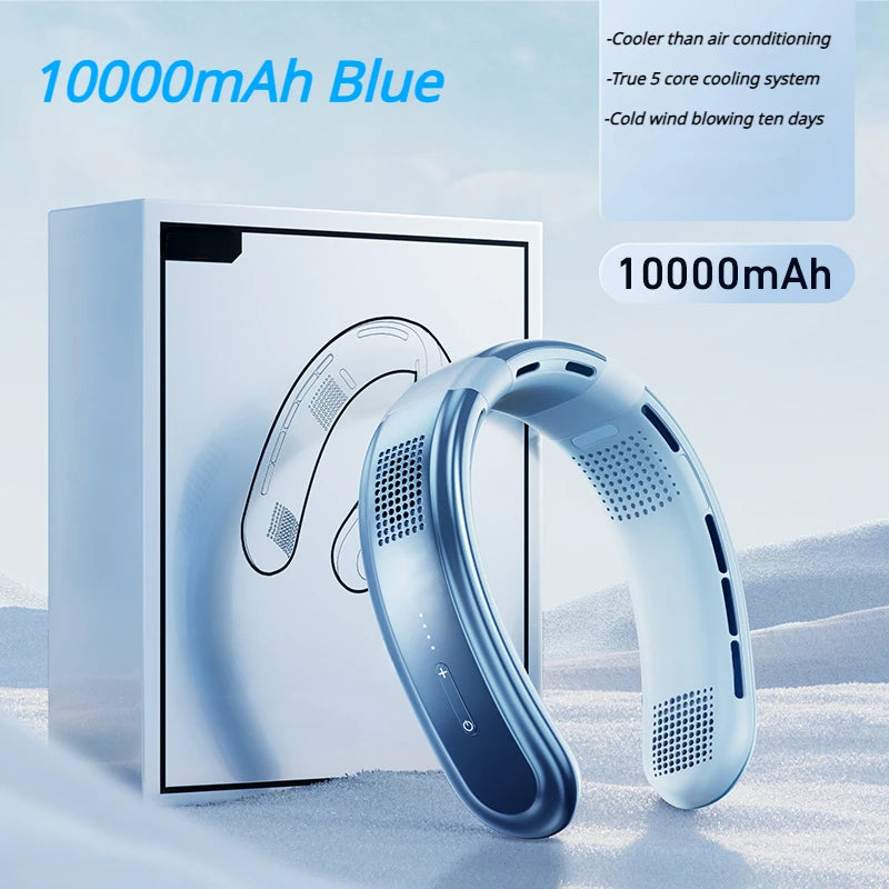 Portable Neck Fan – 10000mAh Rechargeable Silent Cooling for Outdoor Camping