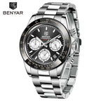 BENYAR Stainless Steel Chronograph Watch – Luxury Quartz for Men