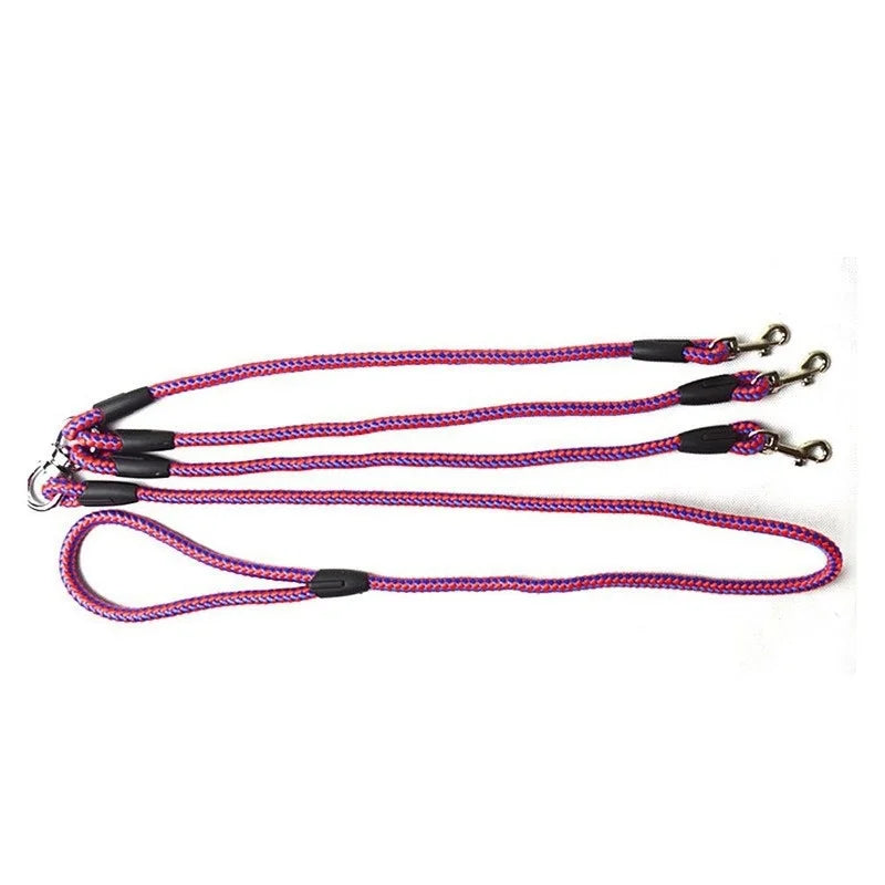 Adjustable Nylon Triple Dog Leash – No-Tangle 3 Way Lead for Walking Pets