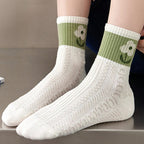 Cartoon Print Mid-Length Socks – Soft Cotton Casual Wear for Women