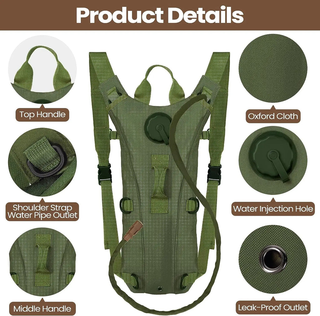 Waterproof Nylon Hydration Backpack – 3L Water Bladder for Hiking and Cycling