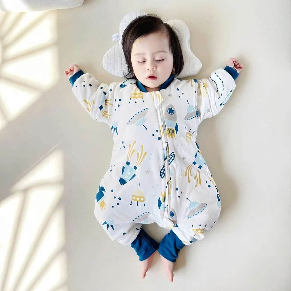 Cotton Split-Leg Sleeping Bag – 2.5Tog Quilted Kids Wearable Blanket for Sleep
