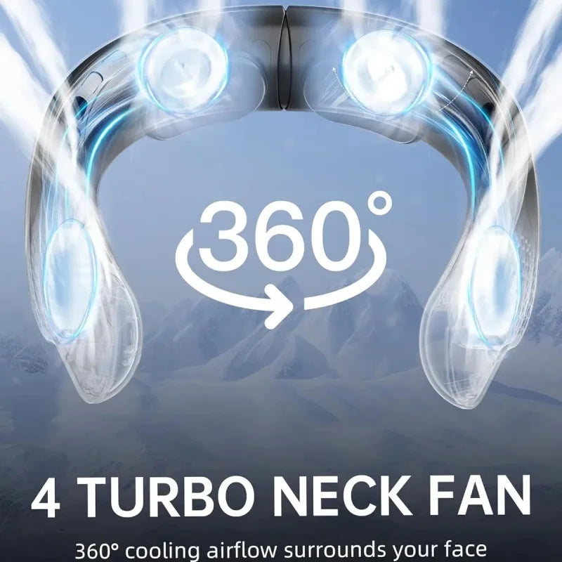 Portable Neck Fan – Rechargeable Turbine Design for Outdoor Summer Cooling