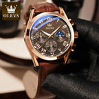 Leather Quartz Watch – Waterproof Noctilucent Timepiece for Business Men