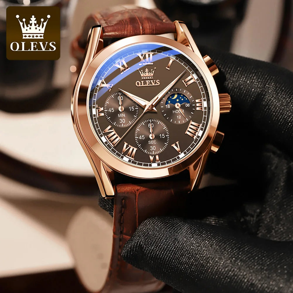 Leather Quartz Watch – Waterproof Noctilucent Timepiece for Business Men
