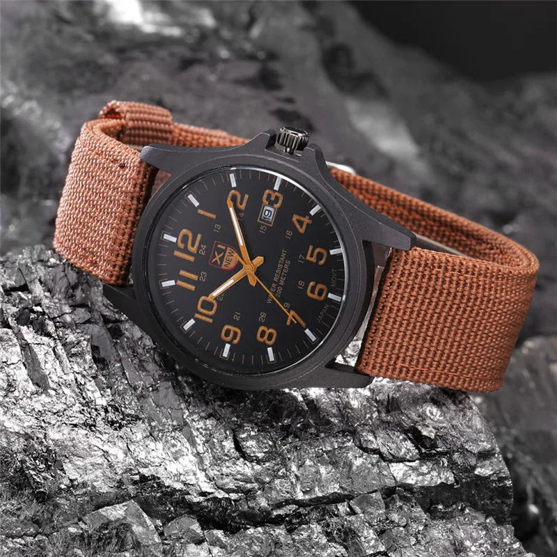 XINEW Nylon Band Quartz Watch – Military Casual Wristwatch for Men