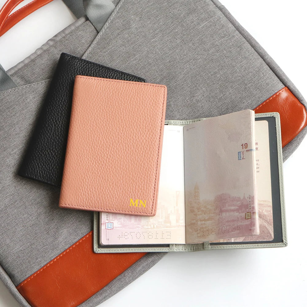 Custom Name Passport Cover Set – Personalized Leather Luggage Tag for Travel