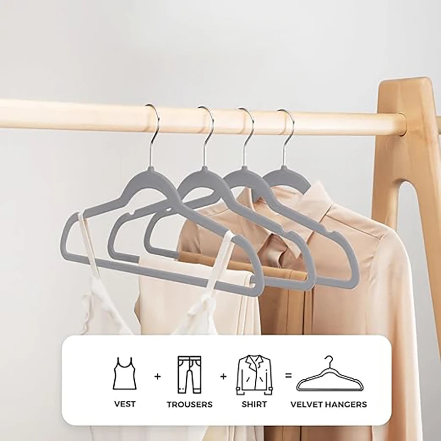 Velvet Non-Slip Hangers – Heavy Duty Space Saving Garment Hangers for Closets