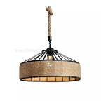 Industrial Hemp Rope Pendant Lamp – Antique Iron Chandelier for Dining Room