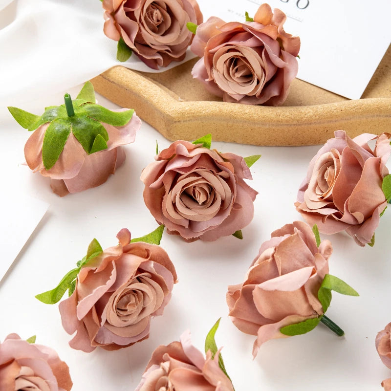 Artificial Silk Rose Heads – Decorative Flowers for Wedding Home Decor