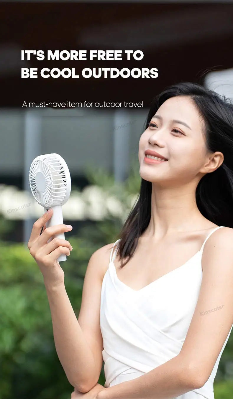 Portable Handheld USB Fan – Rechargeable Stepless Speed Desktop Cooling Fan