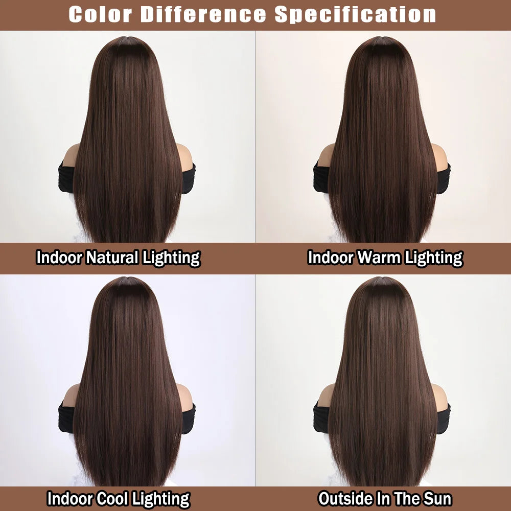 Long Straight Synthetic Wig – 26-Inch Colored Hair for Cosplay Halloween