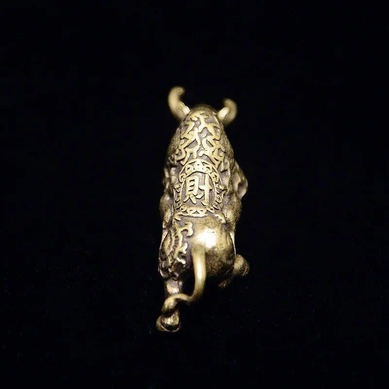 Brass Bull Statue – Solid Copper Animal Figurine for Wealth Home Decor