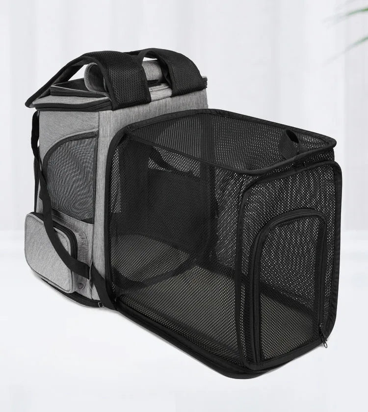 Expandable Pet Carrier Backpack – Breathable Travel Bag for Cats and Dogs