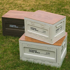 Folding Storage Box – Wooden Lid for Camping and Car Trunk Organization
