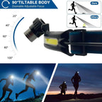 Rechargeable LED Headlamp – 270° Wide Beam Motion Sensor for Camping and Work