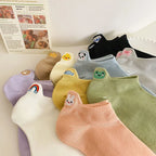 Embroidered Cotton Animal Socks – Breathable Casual Footwear for Women