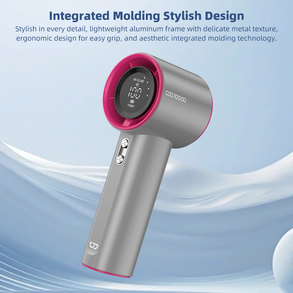 Rechargeable Handheld Turbo Fan – Digital 100-Speed Airflow for Outdoor Travel