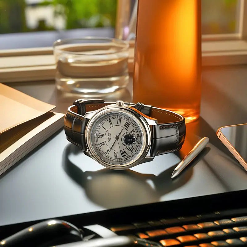 Luxury Leather Quartz Wristwatch – Waterproof Business Accessory for Men