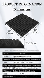 Acoustic Foam Pyramid Panels – Sound Insulation for Home Studio Recording