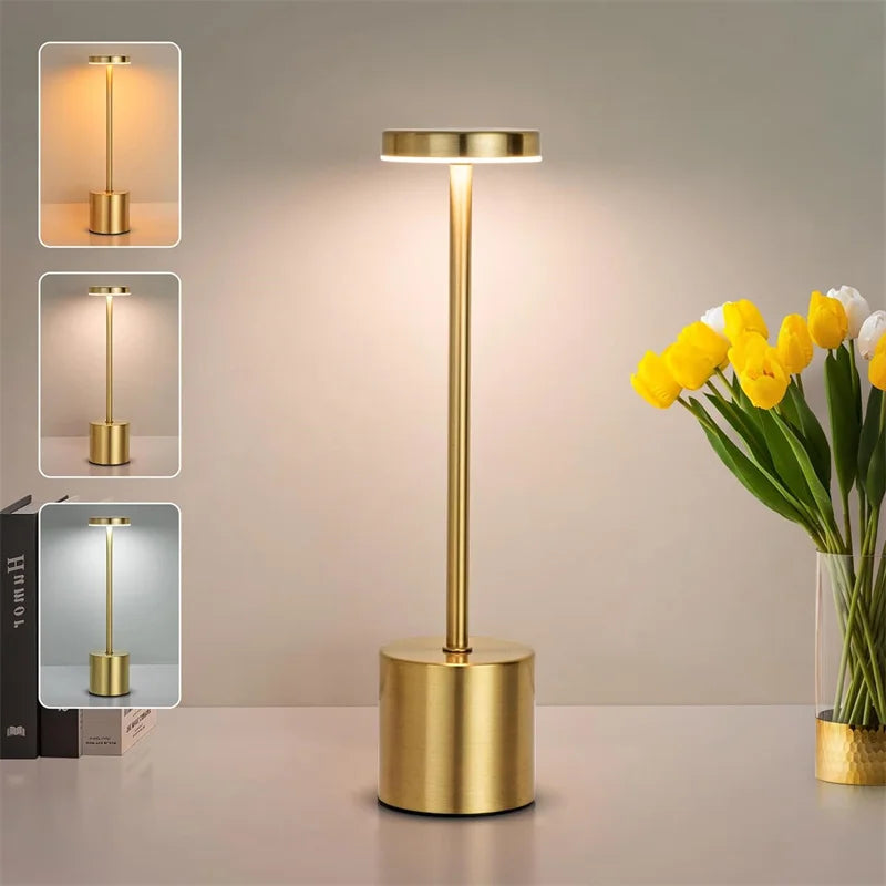 Rechargeable Table Lamp – Stepless Dimming Touch Light for Bedside Decor