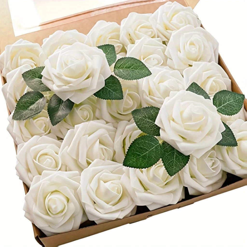 Artificial Rose Flowers – Stemmed Fake Roses for Wedding Bouquets and Decor