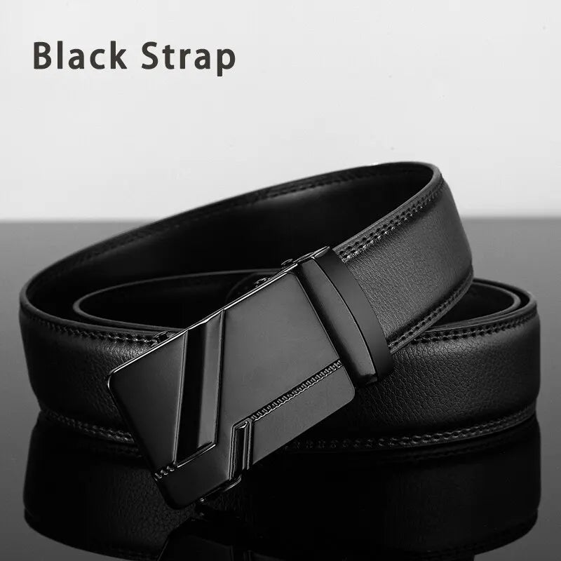 Mens Automatic Buckle Leather Belt – Luxury Business Accessory for Formal Wear