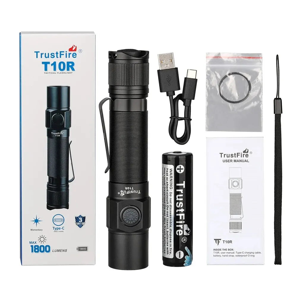 Tactical LED Flashlight – 1800 Lumen USB Rechargeable for Outdoor Camping