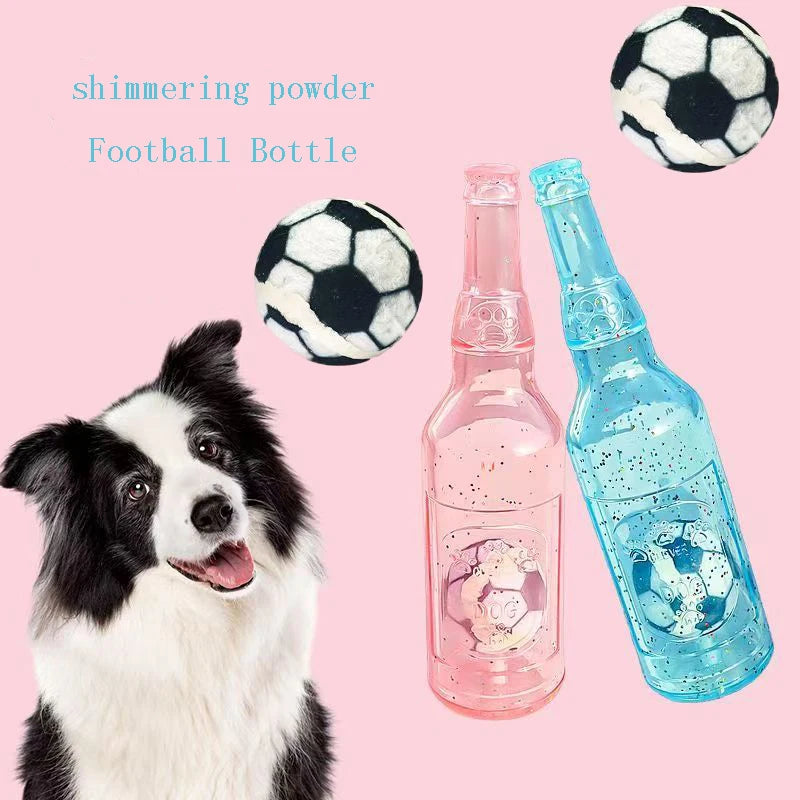 Interactive Rubber Squeaky Dog Toys – Durable Football and Bottle Pet Play