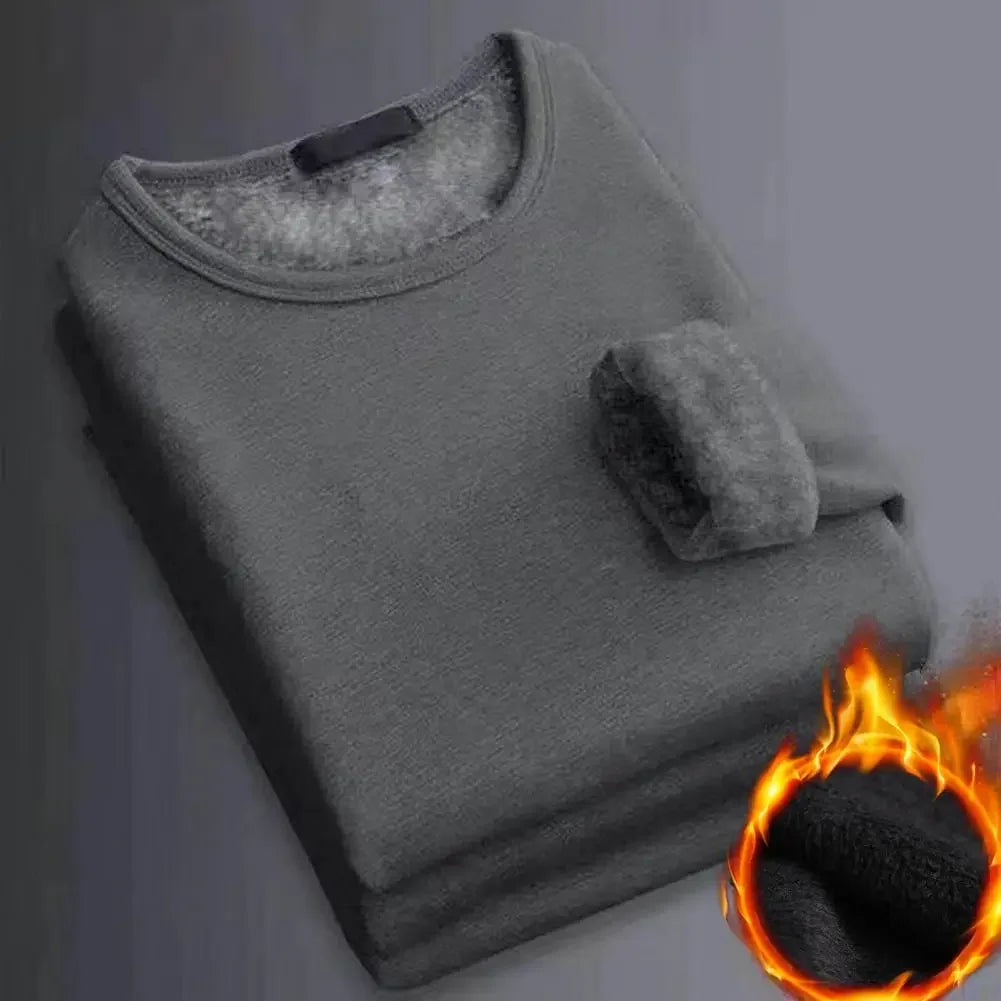 Thermal Fleece T-Shirt – Men's Long-Sleeved Velvet Padded Base Layer for Winter