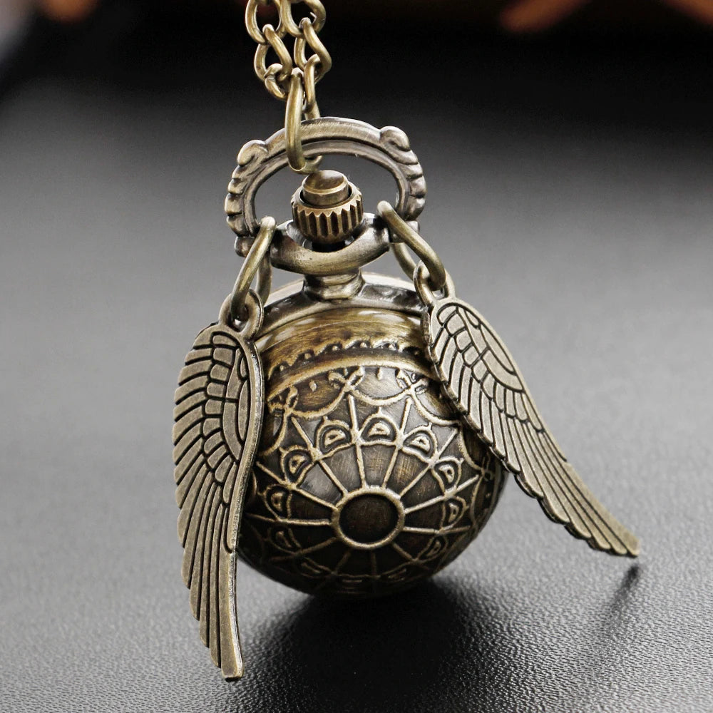 Vintage Gold Fairy Ball Quartz Pocket Watch – Pendant Necklace Gift