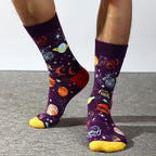 Combed Cotton Crew Socks – Novelty Patterned Casual Apparel for Men and Women