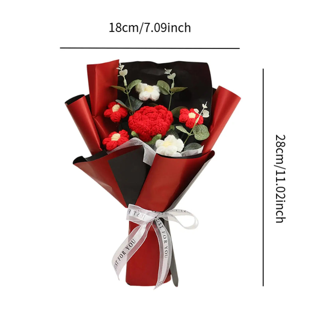 Handmade Crochet Flower Bouquet – Knitted Floral Decor for Gift Giving