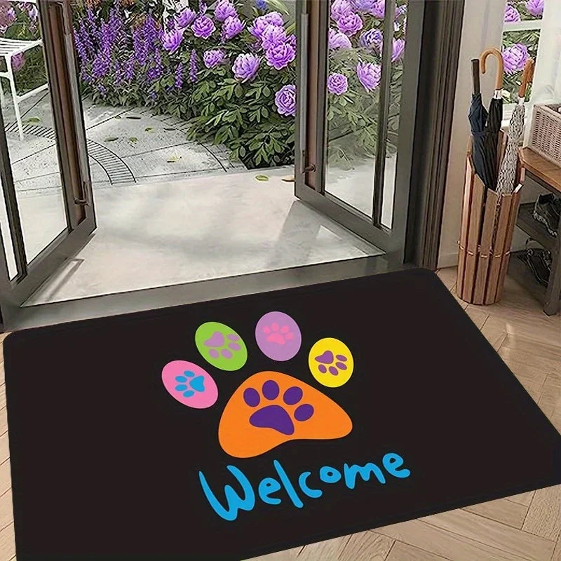 Absorbent Cat Paw Doormat – Decorative Non-Slip Floor Rug for Home Entrance