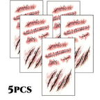 Realistic Fake Scar Tattoos – Bloody Wound Decals for Halloween Makeup
