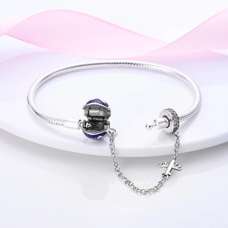 925 Sterling Silver Charm Bracelet – Adjustable Green Zircon for Birthday Gifts