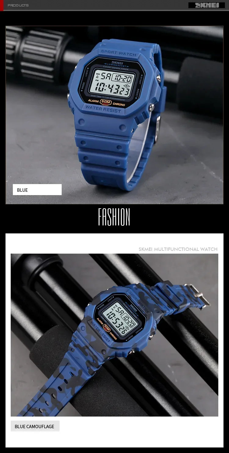 Digital Sport Watch – Multifunctional Retro Timepiece for Men