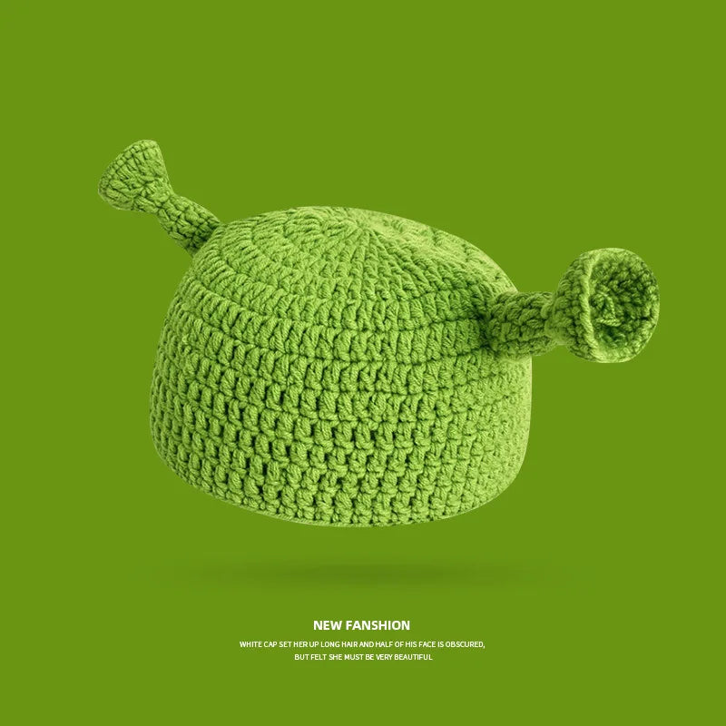 Knitted Monster Balaclava – Green Devil Hat for Halloween Cosplay Costume