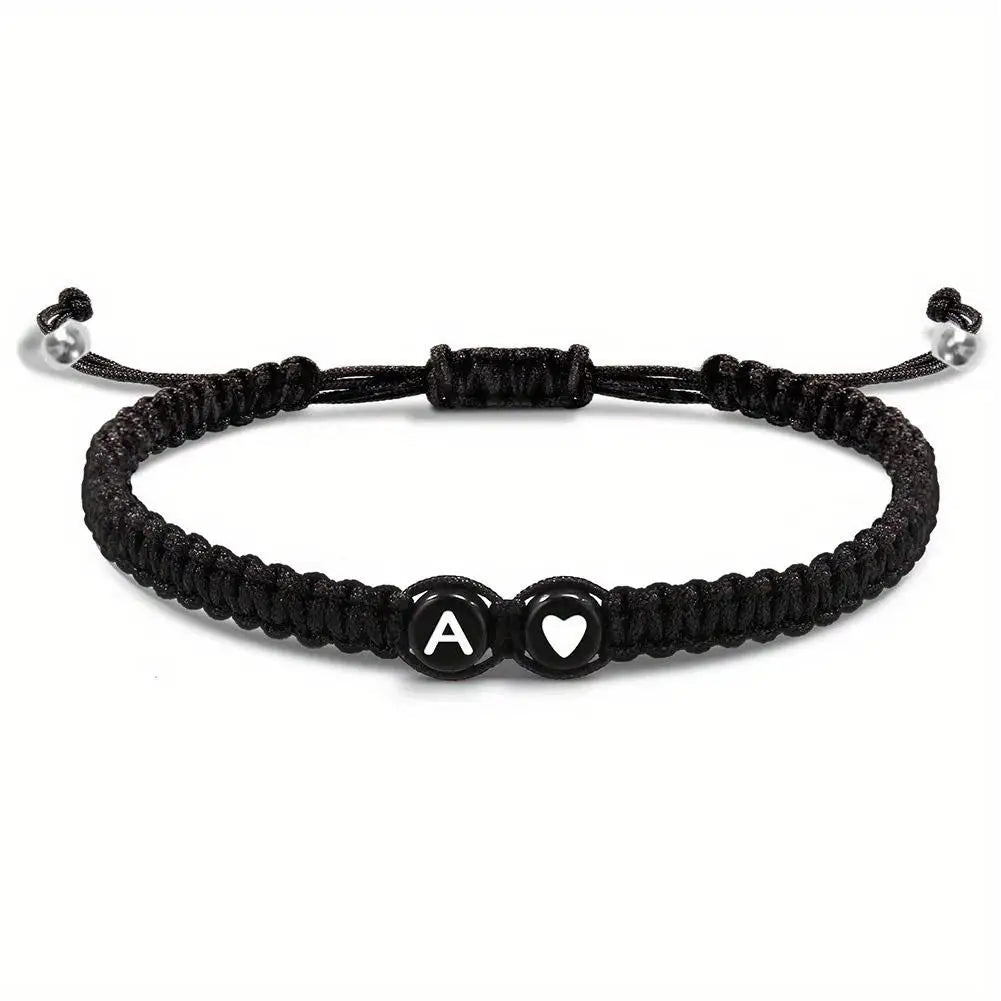 Initial Heart Braided Bracelet – Adjustable A-Z Friendship Jewelry for Gifts