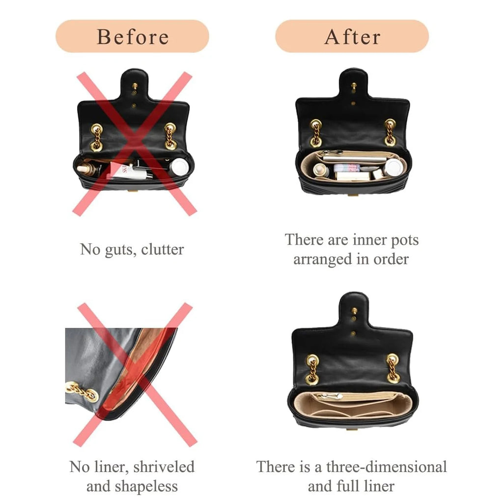 Felt Handbag Organizer – Liner Insert for Longchamp Small Tote Bags
