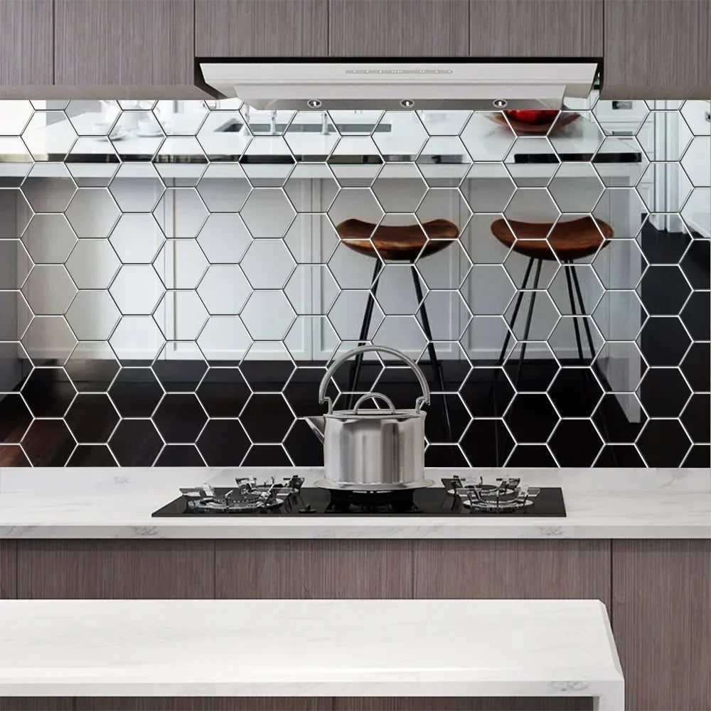 Hexagon Acrylic 3D Mirror Wall Stickers – Self-Adhesive Decor for Home