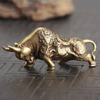 Brass Bull Statue – Solid Copper Animal Figurine for Wealth Home Decor