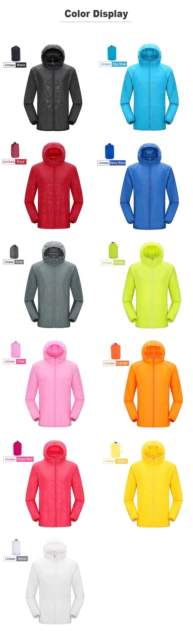 Waterproof Hiking Jacket – Unisex Quick Dry Windbreaker for Outdoor Trekking