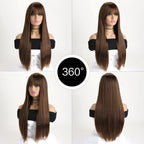 Long Straight Synthetic Wig – 26-Inch Colored Hair for Cosplay Halloween