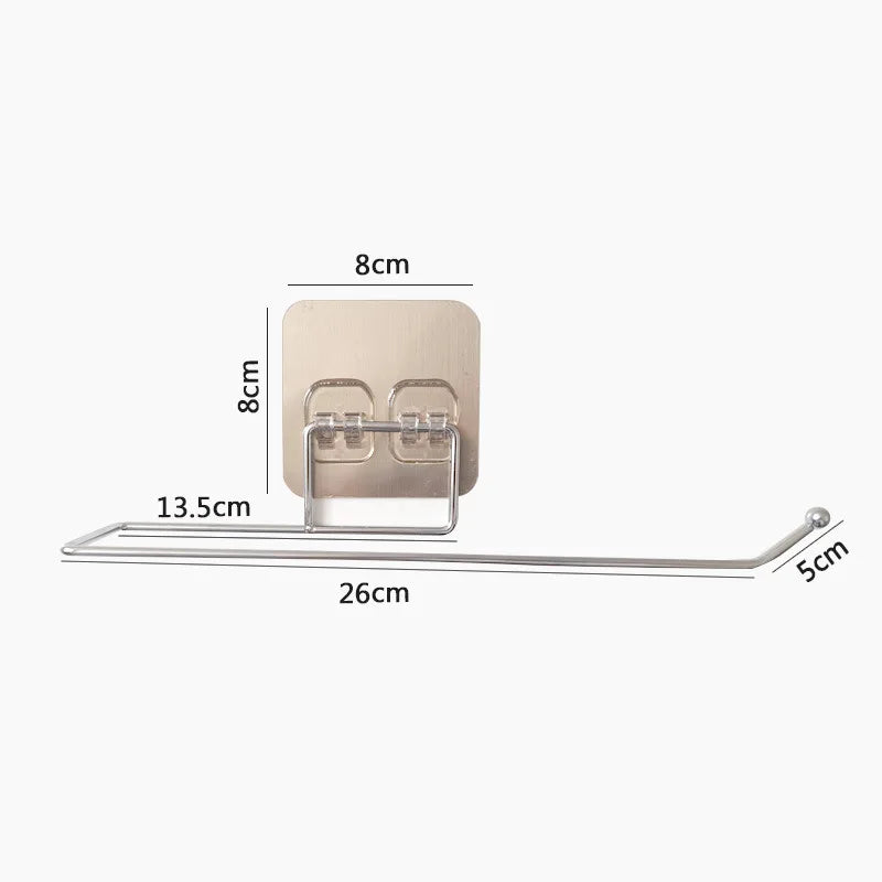 Stainless Steel Paper Towel Holder – Adhesive Wall Mount for Kitchen