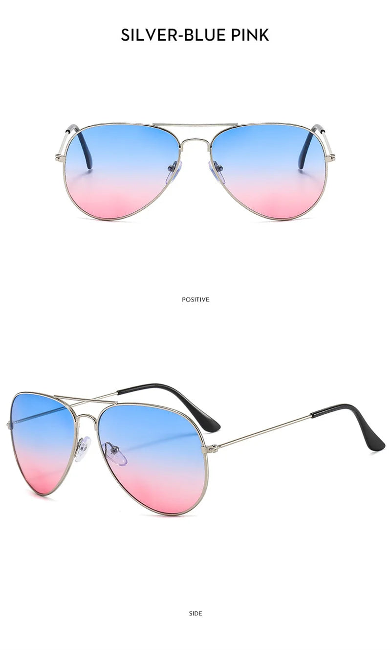 Double Bridge Aviator Sunglasses – Alloy Frame Gradient Lenses for Unisex Fashion