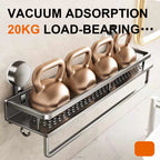 Aluminum Bathroom Shelf – No-Drill Suction Cup Organizer for Toilet Wall