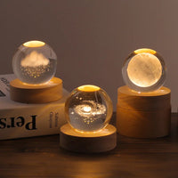 Galaxy Crystal Sphere Night Light – Clear Glass Globe for Home Decor
