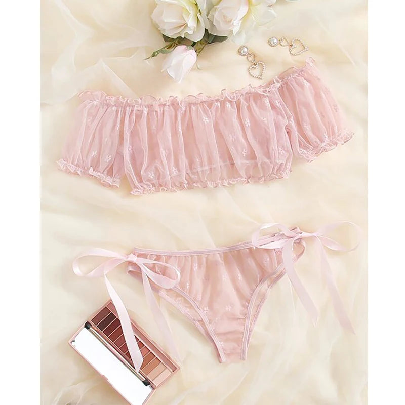 Floral Lace Lingerie Set – See Through Bralette for Romantic Evenings