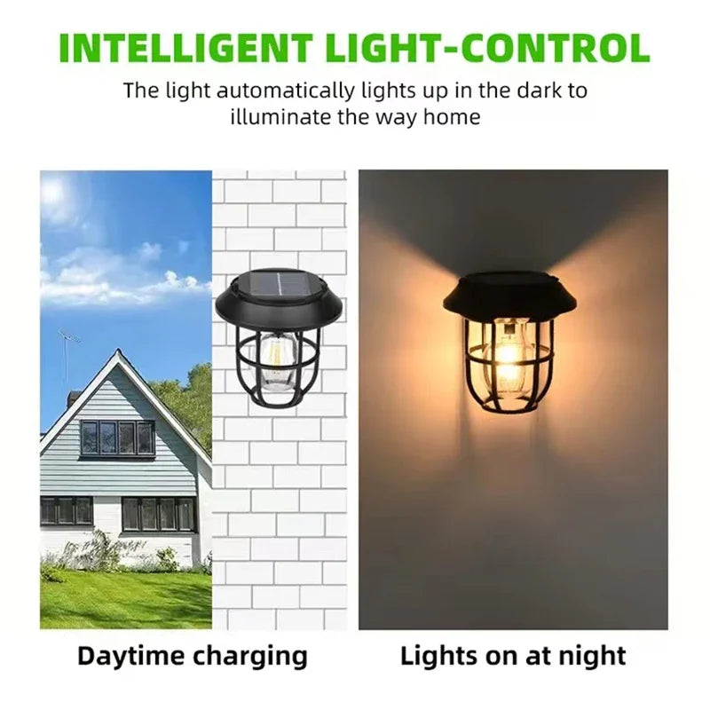 3-in-1 Solar LED Wall Lamp – Tungsten Decorative Lighting for Camping Garden